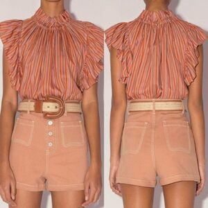 MAGALI PASCAL Janis Shorts High Waisted Camel Brown Womens Size L / 10 Retro NWT